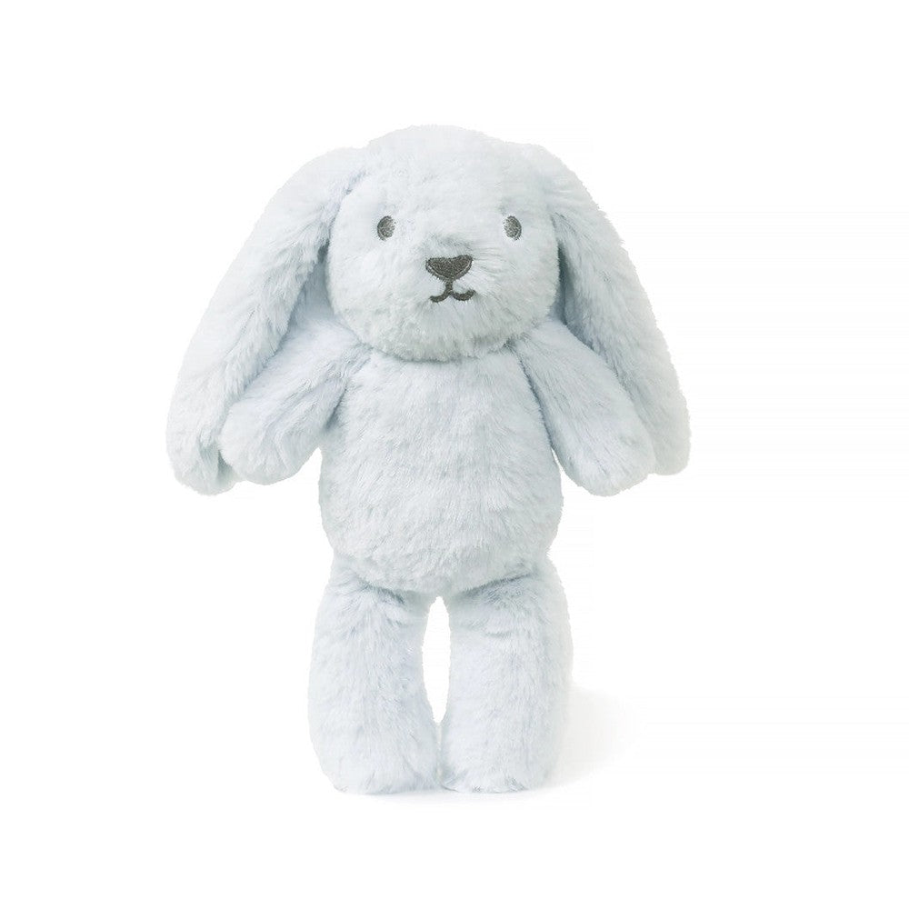 OB Designs Baxter Bunny blue plush toy, 10 in (25 cm), soft stuffed animal.