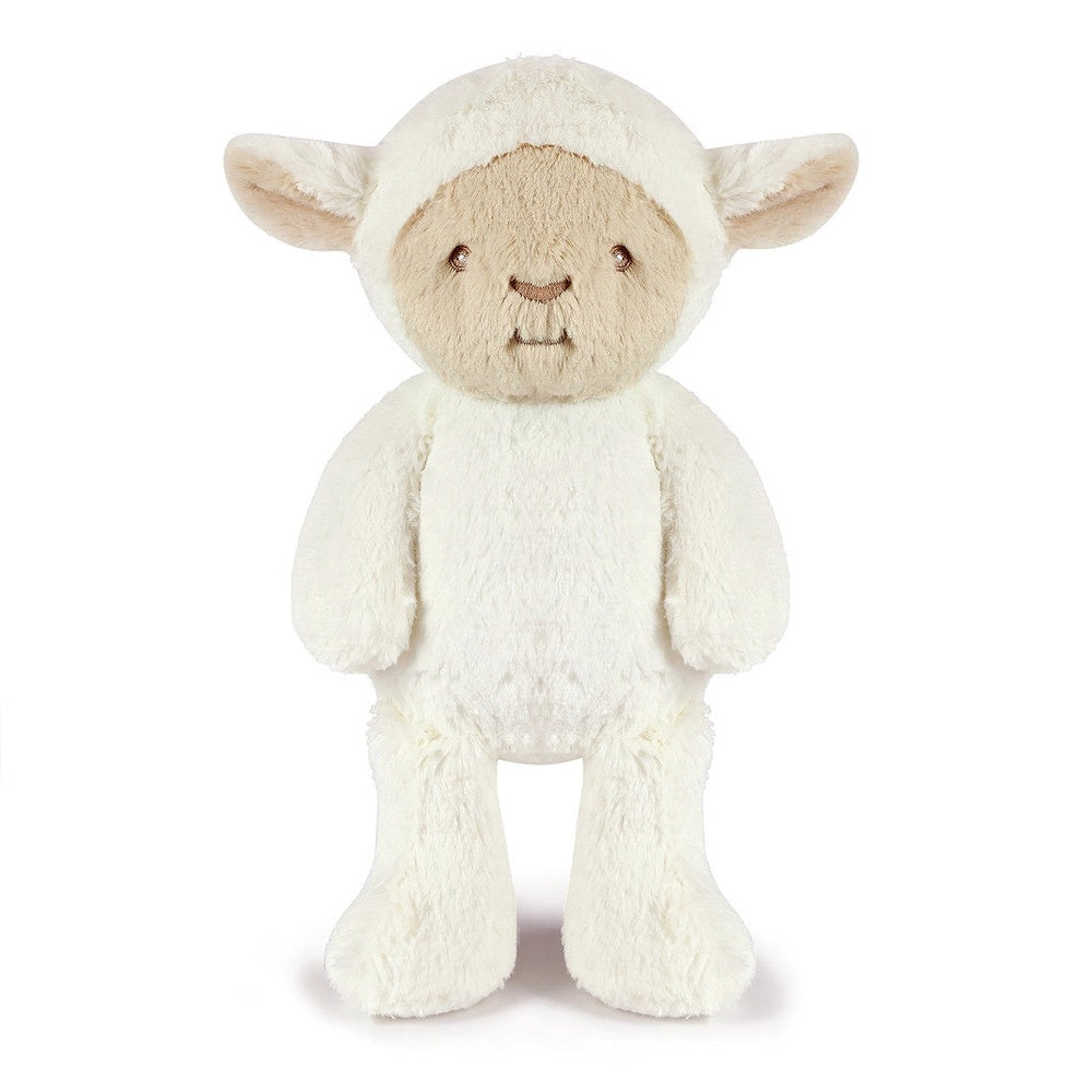 OB Designs Lee Lamb plush toy, cream fur, 13.5-inch medium stuffed animal for babies