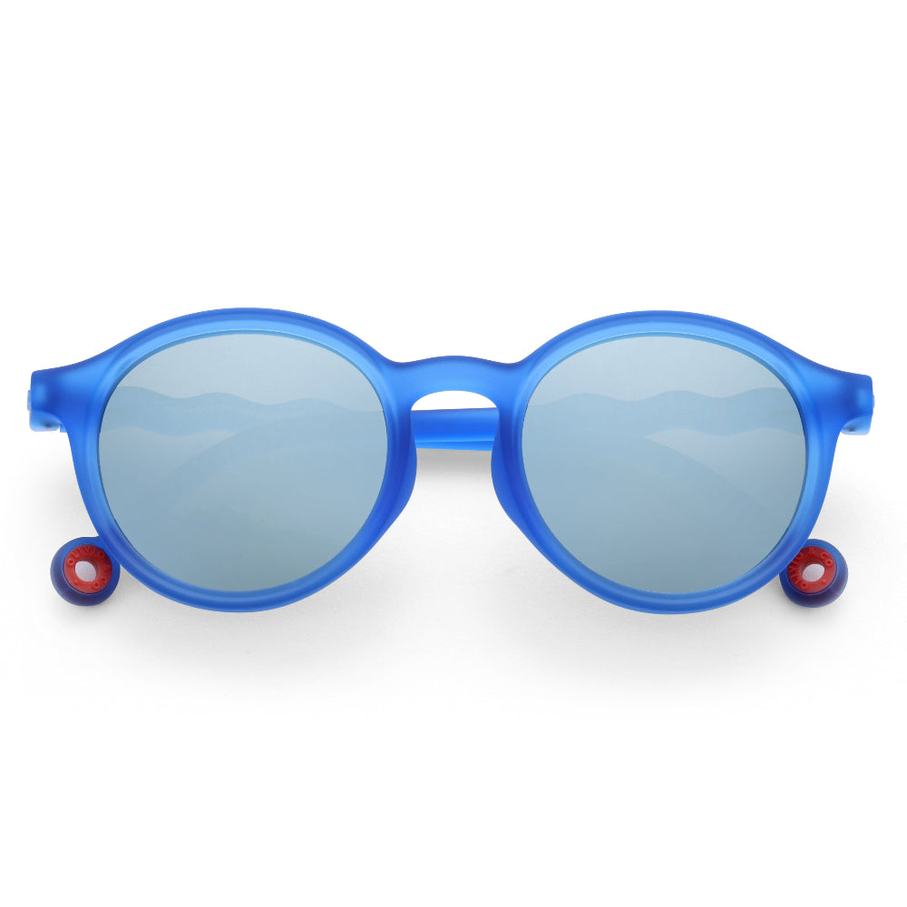 Olivio & Co Oval Sunglasses Kids/Junior Classic Olivio Chagall Blue, blue mirrored oval frames showcased