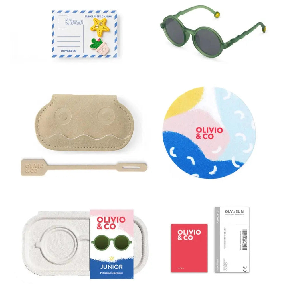 Olivio & Co Round Sunglasses Junior+ Classic Olivio Olive Green