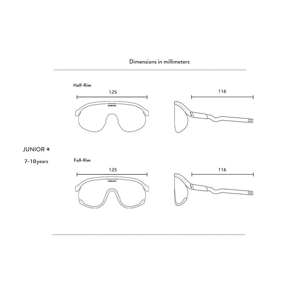 Olivo & Co Sport Sunglasses Junior+ Sunrise Mist, half- and full-rim styles for ages 7–10 (4 sunglasses)