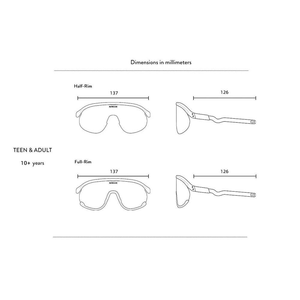 Olivio & Co Sport Sunglasses Teen & Adult Half-Rim Lava Grey