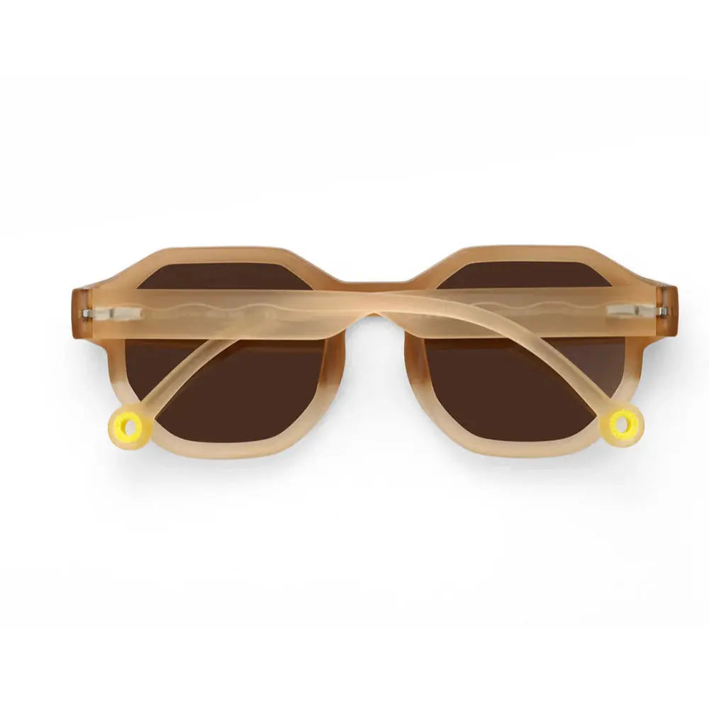 Olivio & Co Square Sunglasses Junior+ Creative Edition D Desert Sand with transparent desert-sand frame and brown lenses