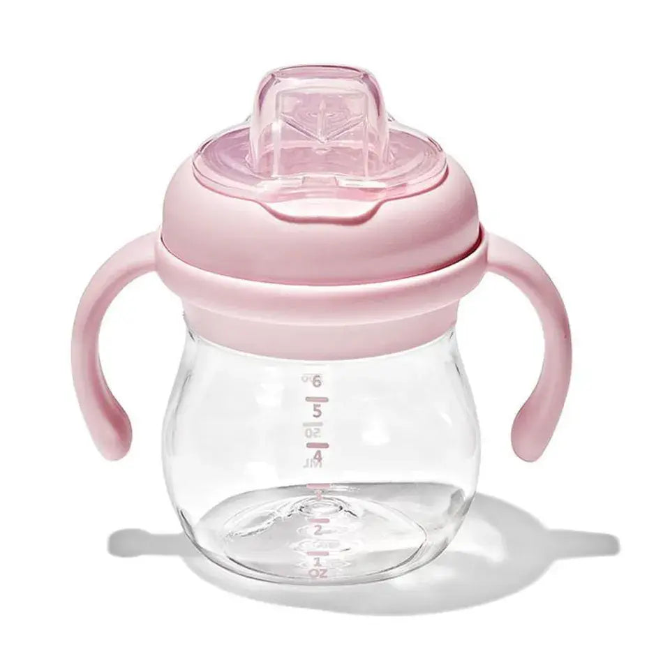 OXO Tot Transitions soft-spout sippy cup with removable pink handles, 6 oz capacity