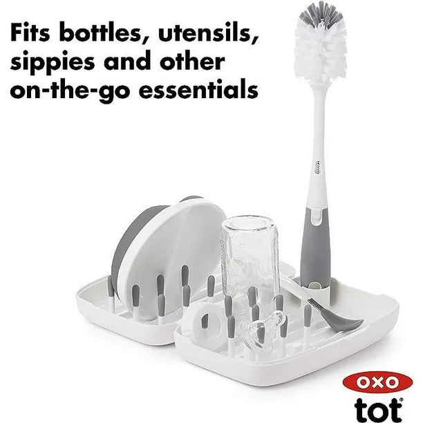 Oxo Tot Travel Drying Rack & Brush Grey