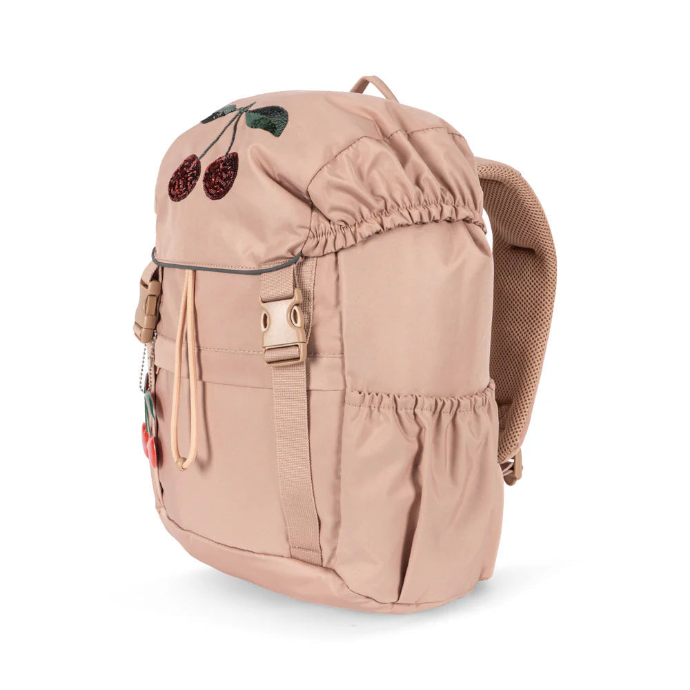 Konges Slojd Clover schoolbag, pink with cherry embroidery