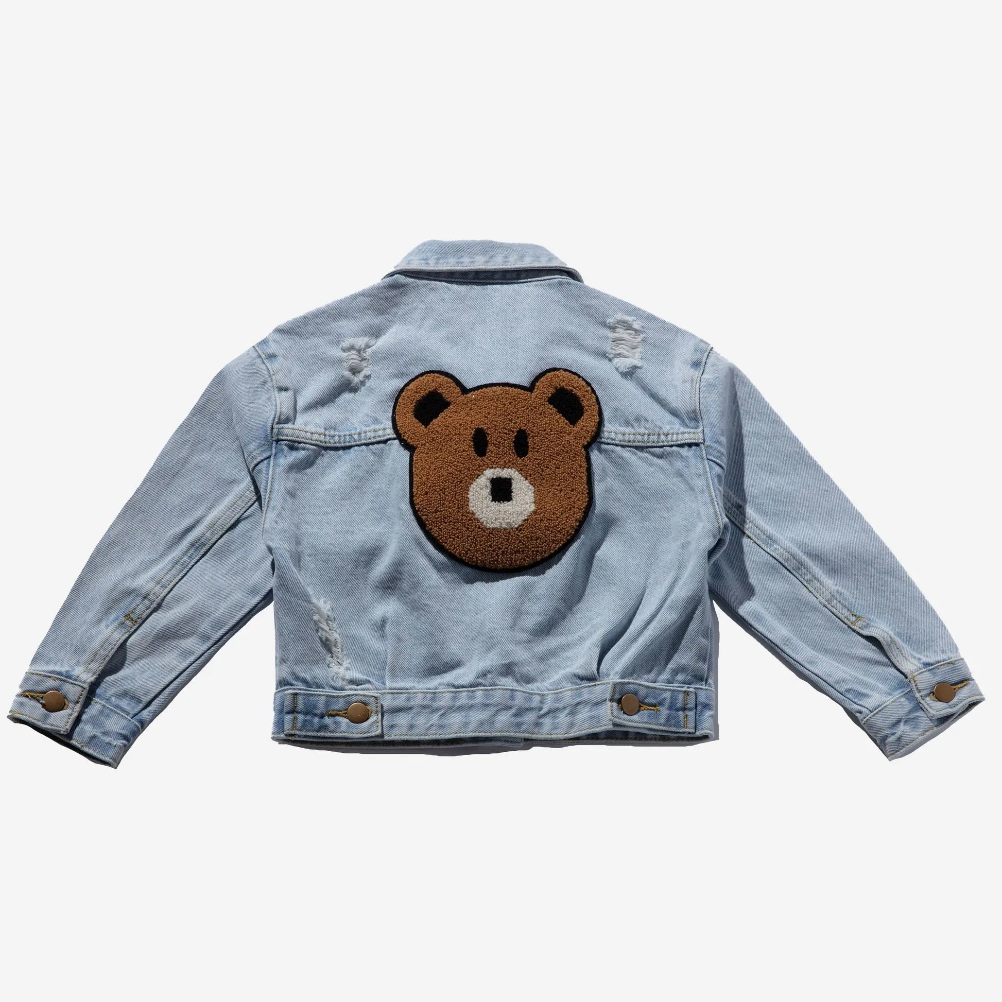 Petite Hailey Bear Patched Denim Jacket