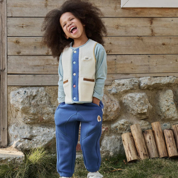 Petite Revery Recycled Fleece Kids Pants Deep Sea Blue
