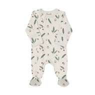 Coccoli Infant Cotton Modal Zipper Footie Pine Cones On Oat Milk