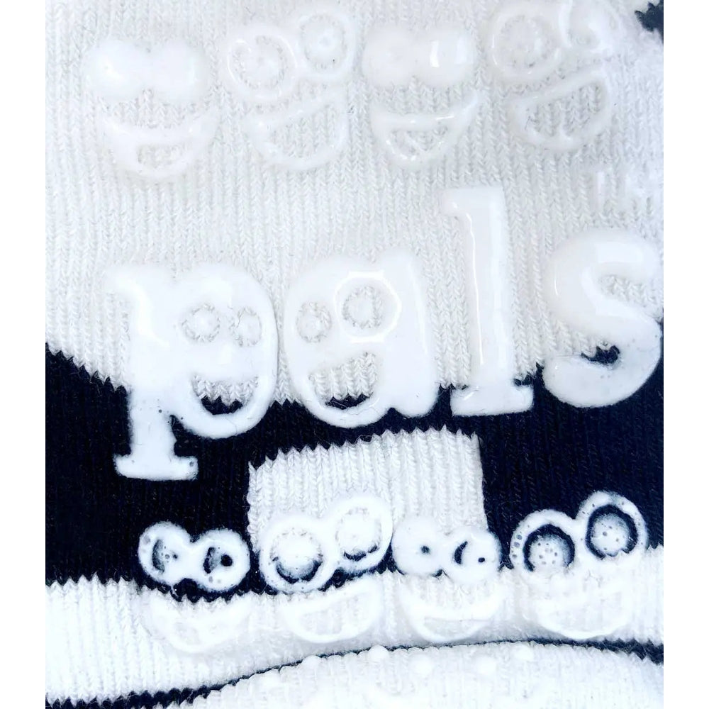 Pals Socks Glow In The Dark Ghost & Skeleton Kids Mismatched socks; white knit with navy trim and raised branding visible.