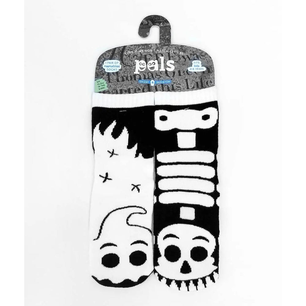 Pals Socks Glow In The Dark Ghost & Skeleton Kids Mismatched
