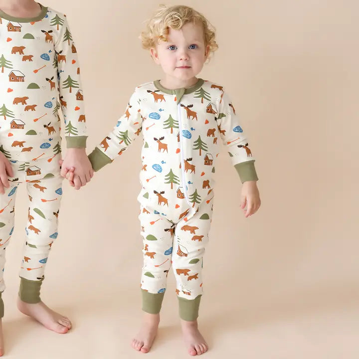 Parade Organic Signature Print 2-Way Zip Matching Holiday Romper