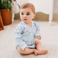 Nest Designs Organic Cotton Long Sleeve Kimono Onesie Snowy Snuggles