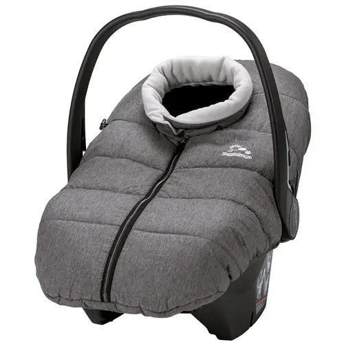 Peg Perego Igloo Car Seat Cover in grey quilted fabric; padded cocoon with white lining and sturdy carry handle.