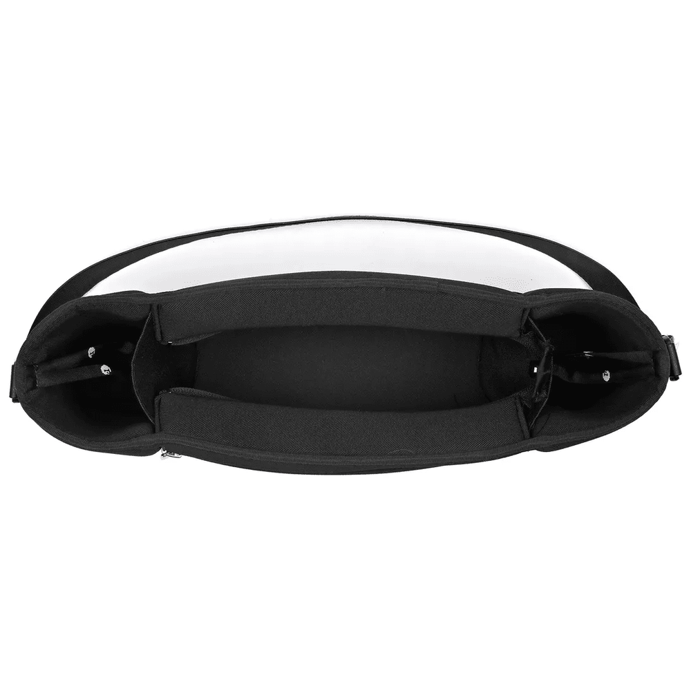 Peg Perego Organizer, black stroller organizer with multiple pockets mounted on a stroller handle.