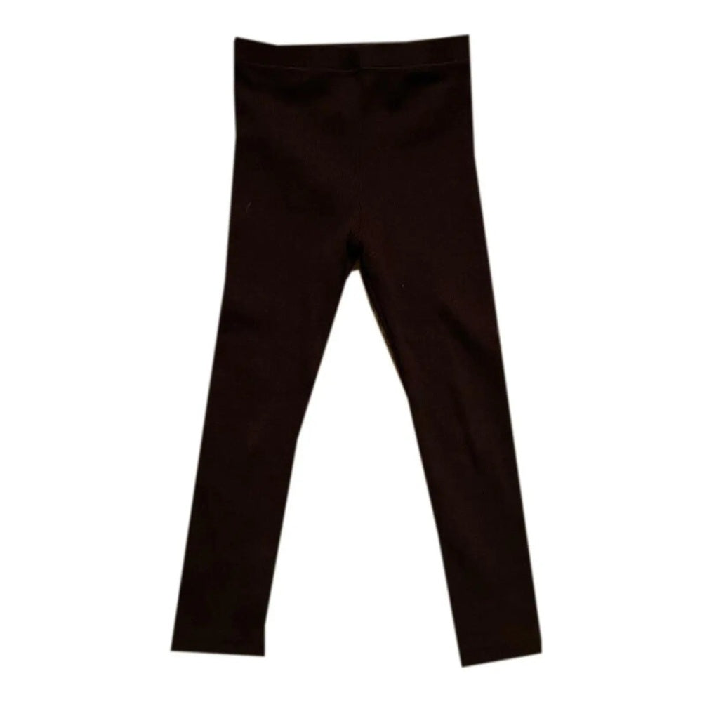 Petite Hailey Basic Leggings Black, flat‑lay solid black stretchy knit for girls.