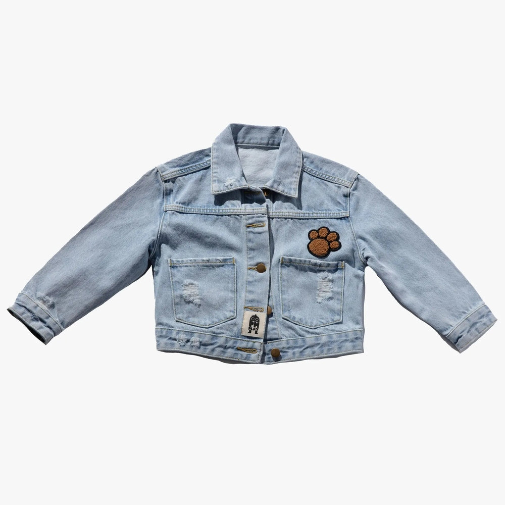 Petite Hailey Bear Patched Denim Jacket