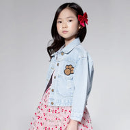 Petite Hailey Bear Patched Denim Jacket