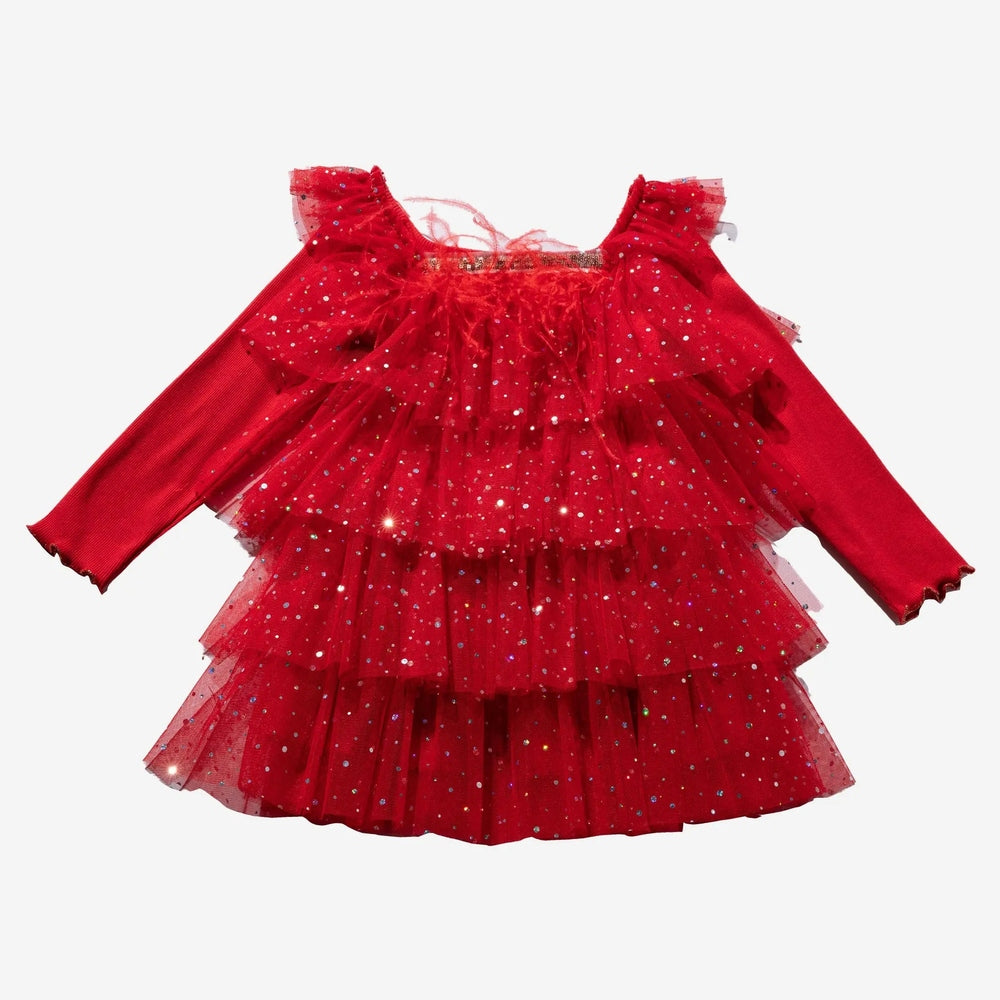Petite Hailey Dot Layered Tutu Red