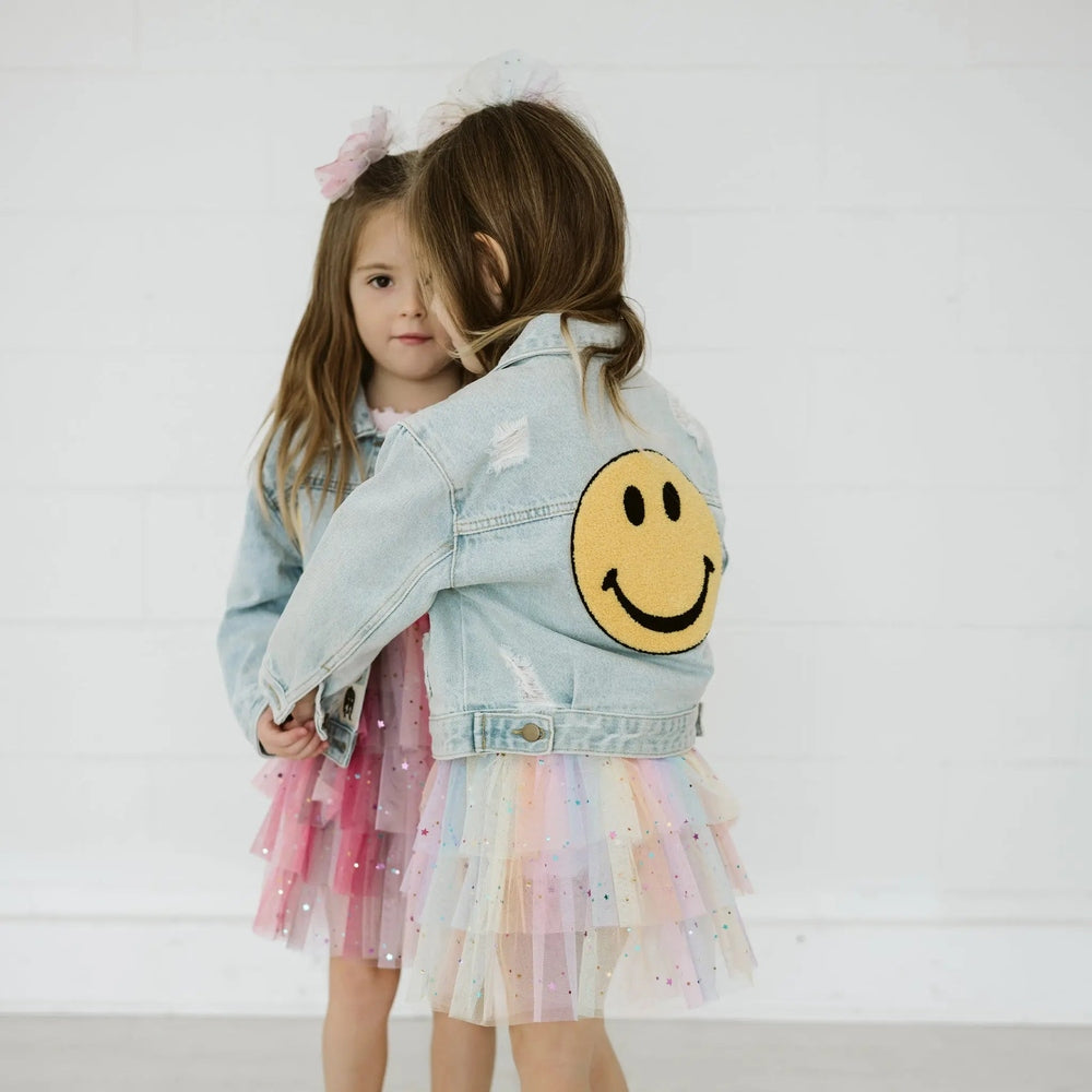 Petite Hailey Patched Denim Jacket Yelow Smile