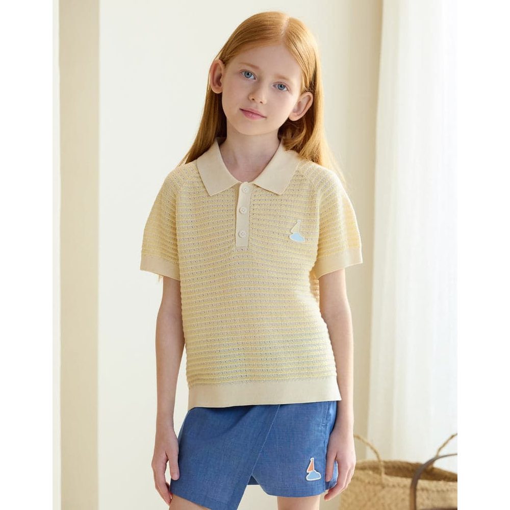 Petite Revery Cotton Knit Short Sleeve Top Mellow Yellow