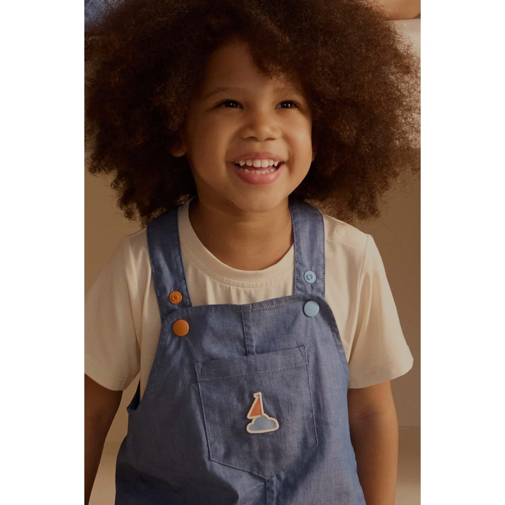 Petite Revery Denim Dress Overalls Sky
