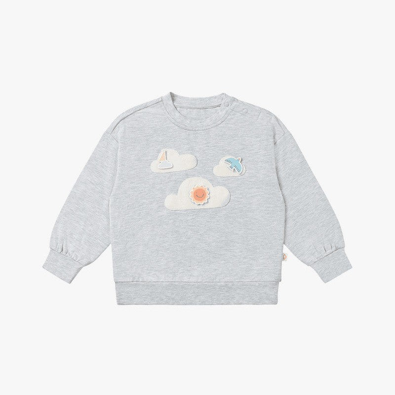Petite Revery French Terry Drop Shoulder Long Sleeve Sweatshirt Fog Grey