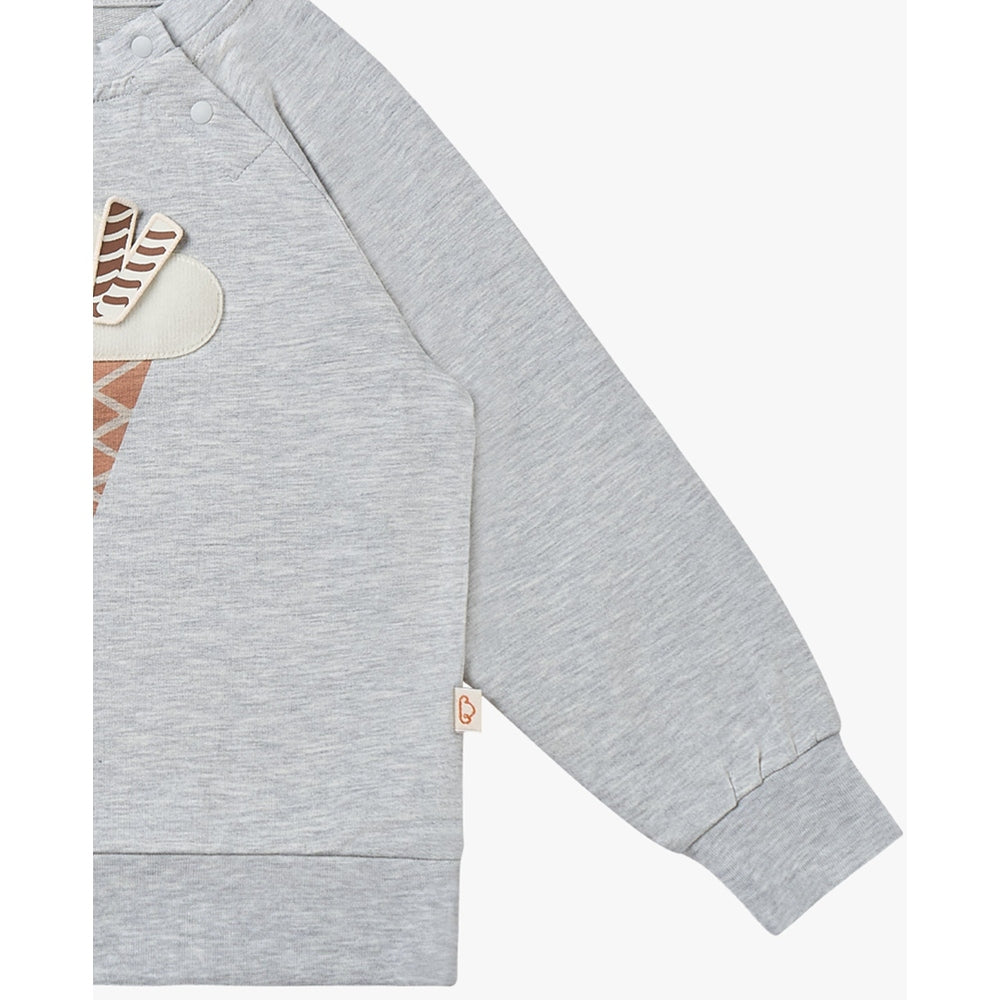 Petite Revery French Terry Raglan Long Sleeve Sweatshirt Fog Grey