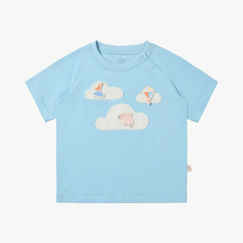 Petite Revery Quick Dry Cooling Cotton Raglan Short Sleeve Tee Forget-Me-Not