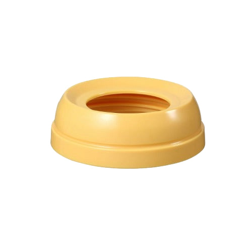 Pigeon Baby Bottle Cap, yellow plastic, securely sits on bottle rim to seal leaks.