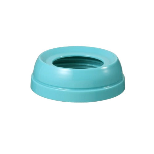 Pigeon Baby Bottle Cap in turquoise plastic, shown ready to screw onto a bottle with visible threading.