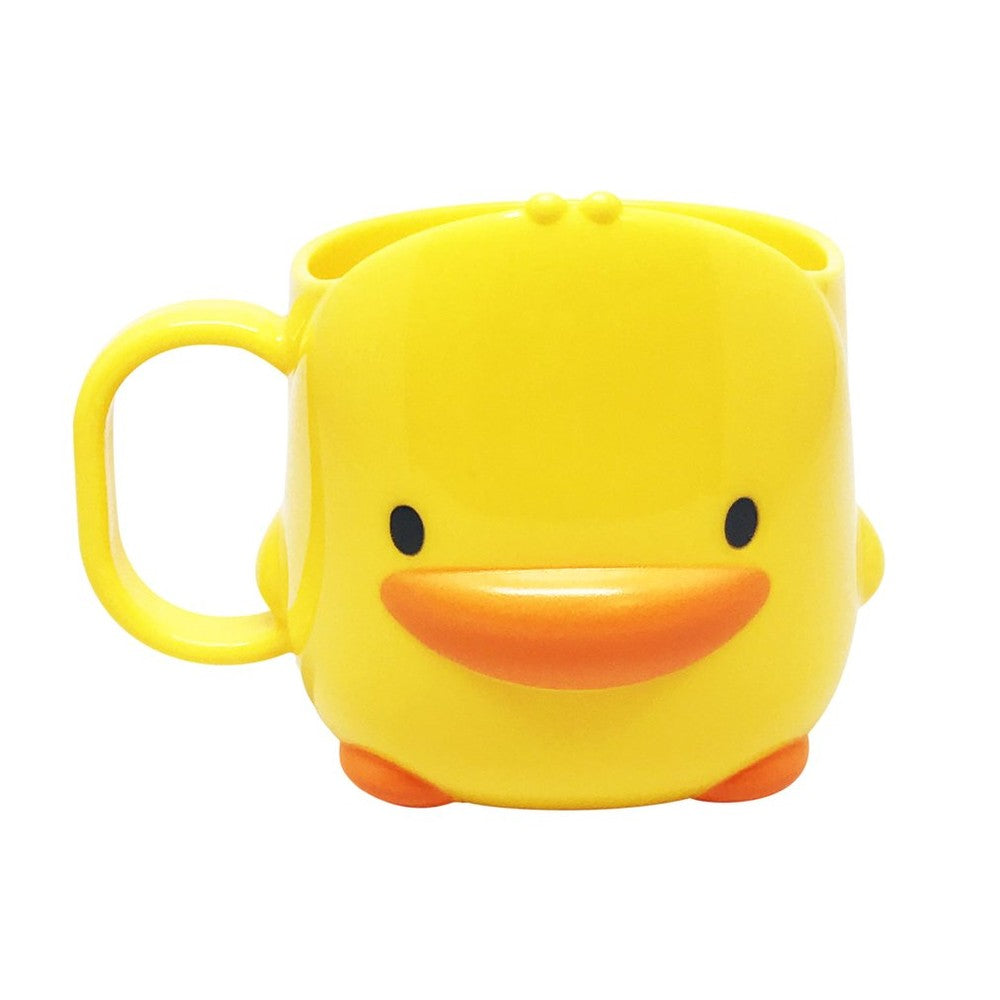 PIYO PIYO Piyo Piyo Cup, yellow duck sippy cup with orange beak and feet, front-facing view