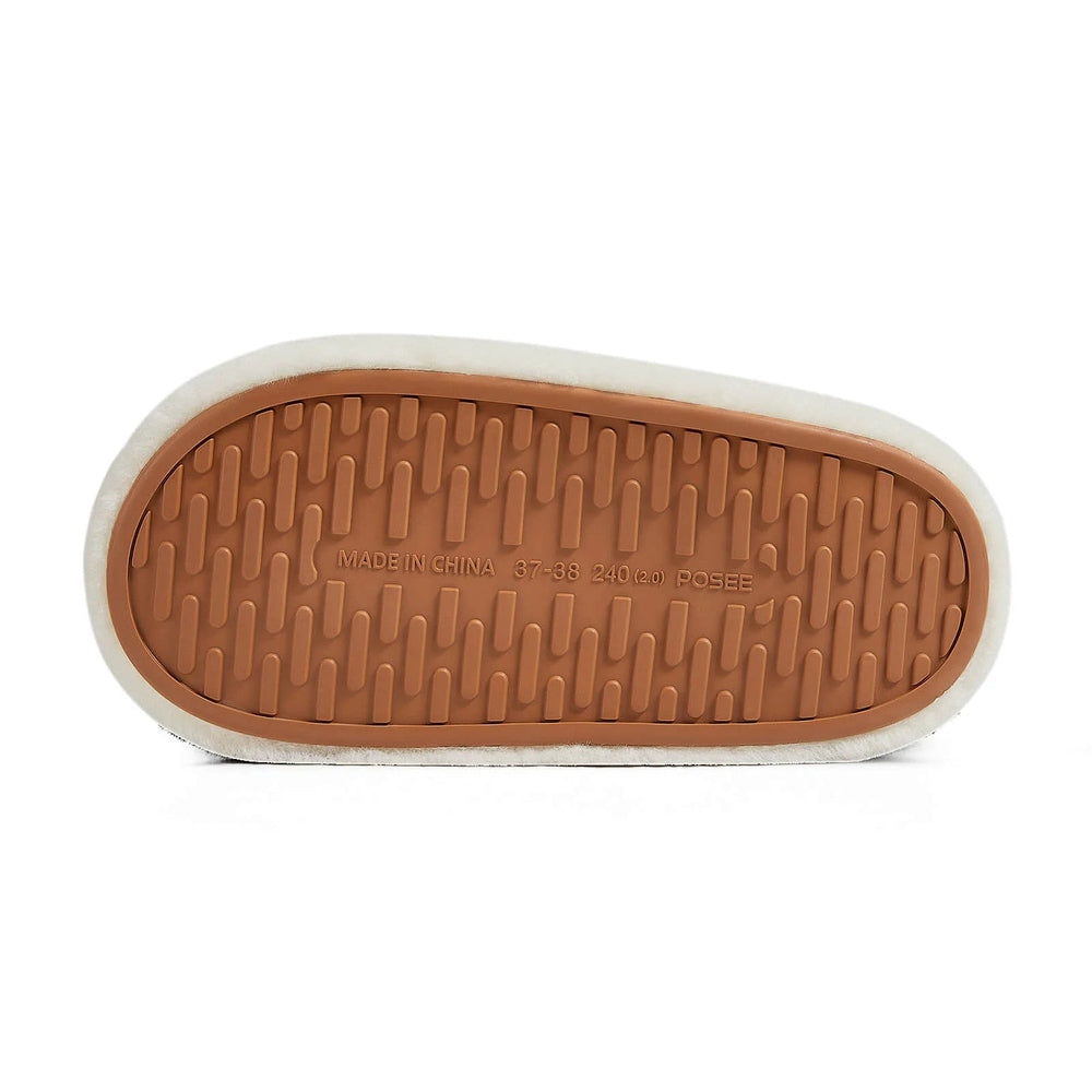 Posee Cross Strap Plush Fashion Slippers Cream