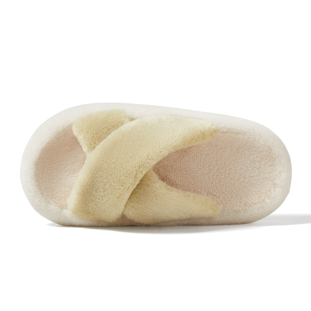Posee Cross Strap Plush Fashion Slippers Wasabi