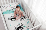 ROOKIE HUMANS ORGANIC COTTON SATEEN CRIB SHEET DIVE IN