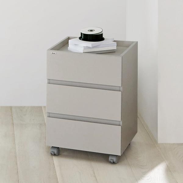 Iloom Roy mono three-drawer desk pedestal, gray, on caster wheels