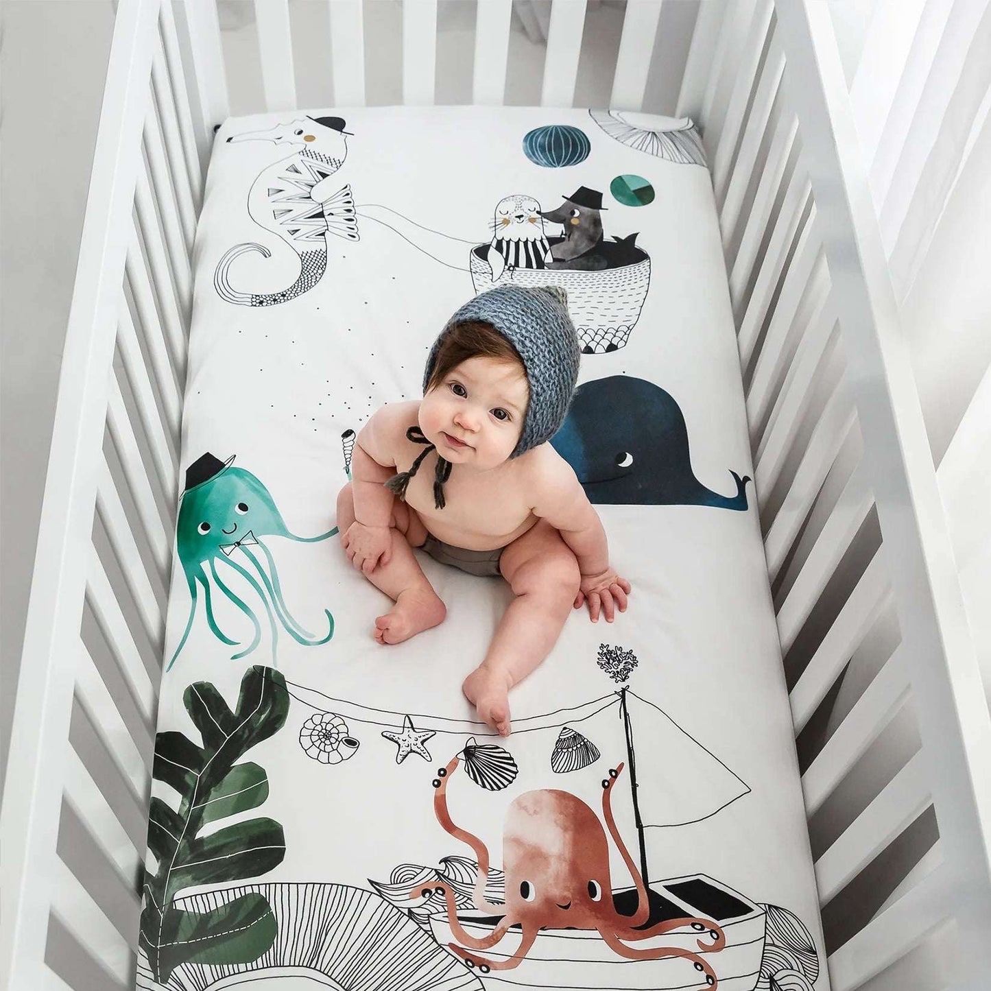ROOKIE HUMANS COTTON CRIB SHEET UNDERWATER LOVE - baby enRoute