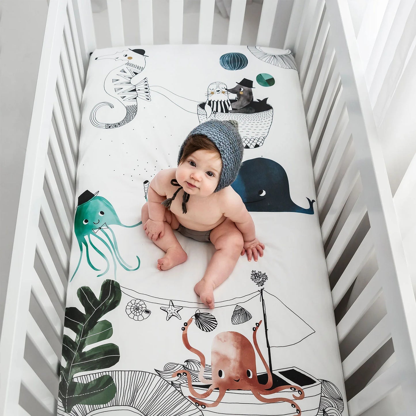 ROOKIE HUMANS COTTON CRIB SHEET UNDERWATER LOVE - baby enRoute