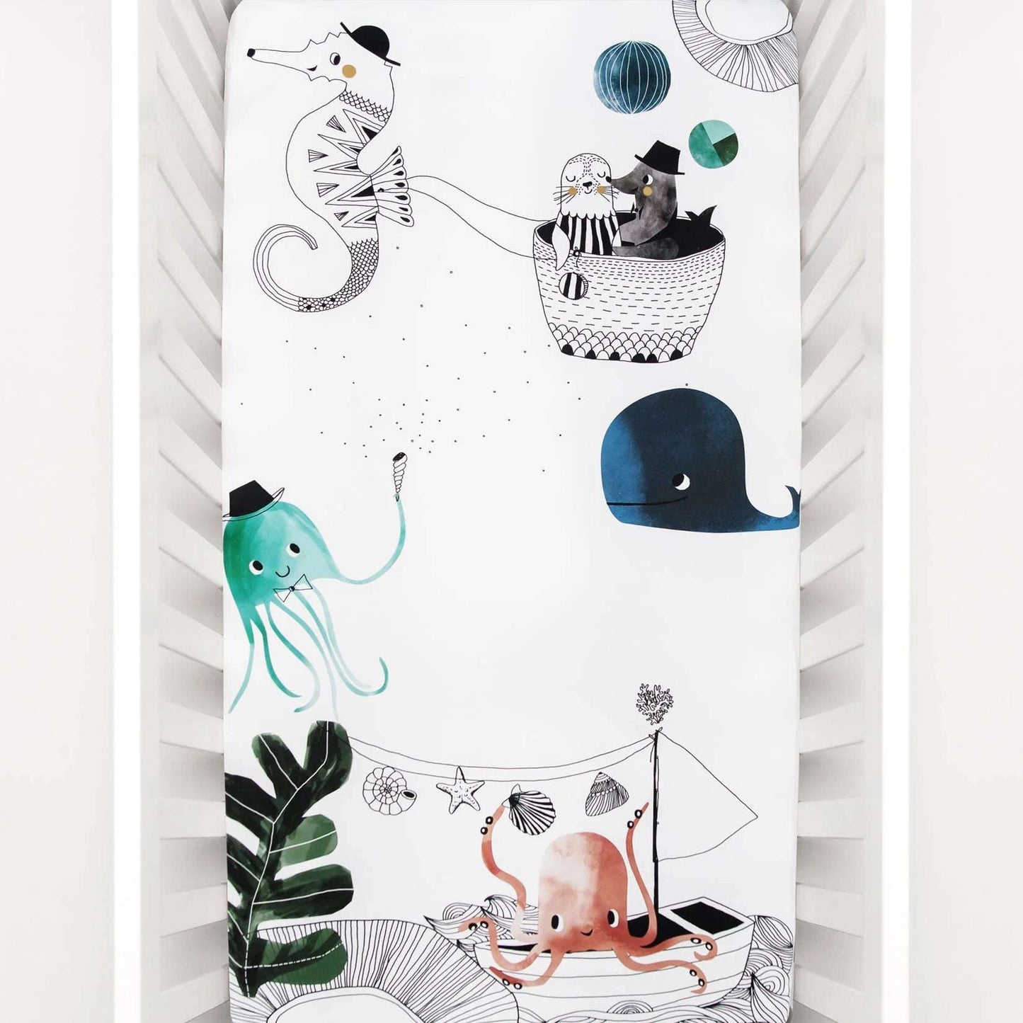 ROOKIE HUMANS COTTON CRIB SHEET UNDERWATER LOVE - baby enRoute