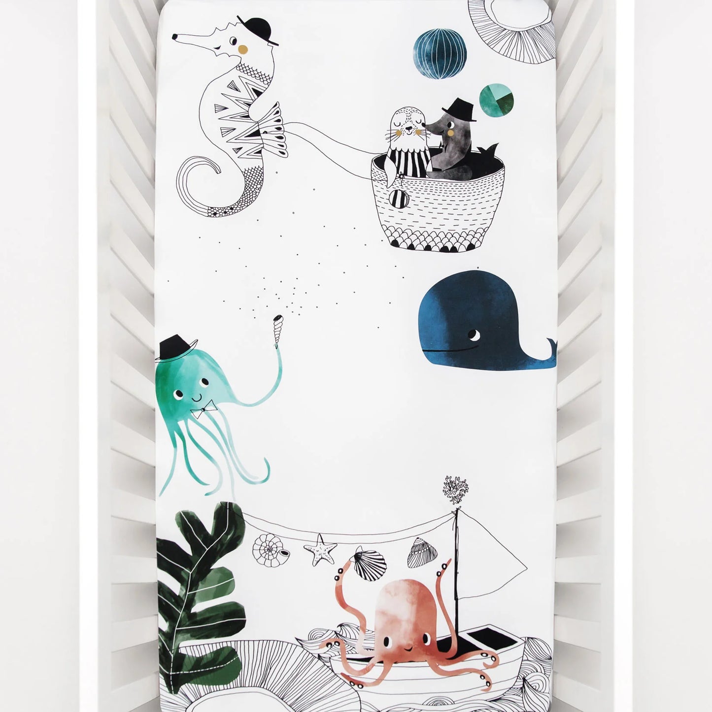 ROOKIE HUMANS COTTON CRIB SHEET UNDERWATER LOVE - baby enRoute
