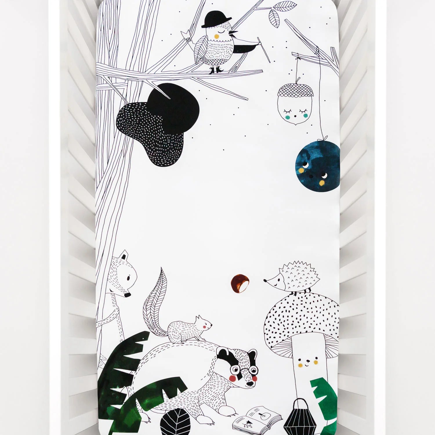 ROOKIE HUMANS COTTON SATEEN CRIB SHEET WOODLAND DREAMS