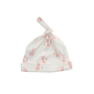 Silkberry Baby Organic Cotton Knot Hat Blush Bunny Print