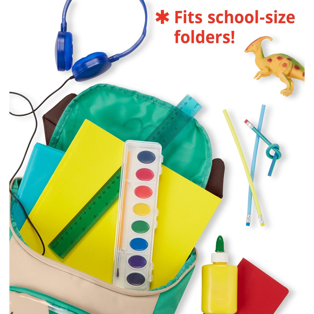 Skip Hop Zoo big-kid backpack with pug design and colorful school supplies set (ruler, paint, notebook)