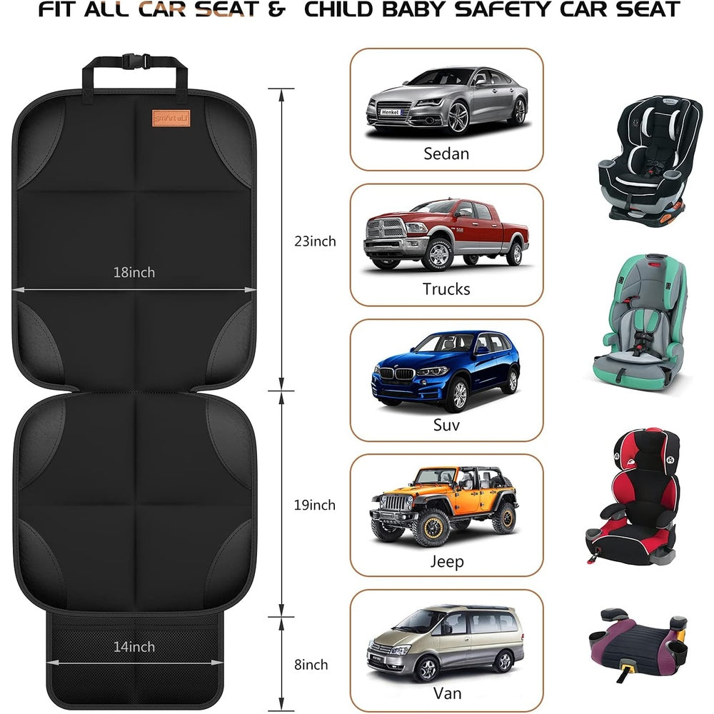 Smart Elf Car Seat Protector 2-Pack in black; dual protectors fit 18x23 inches, BABY ENROUTE