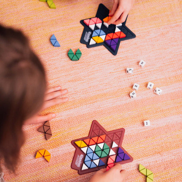 Smart Games Genius Star puzzle set with two star boards and multicolor triangle tiles for kids