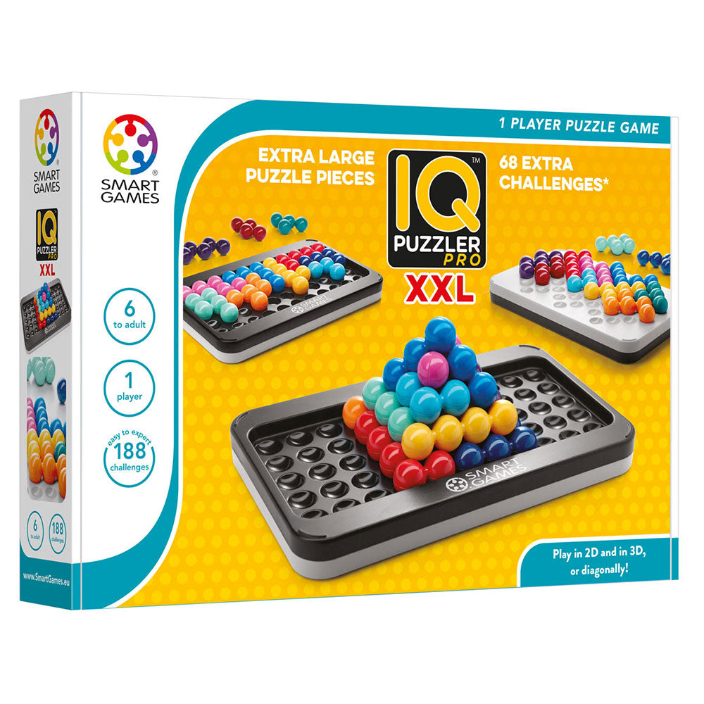 IQ Puzzler Pro XXL puzzle game by Smart Games — 3 trays with colorful marbles for 1 player

