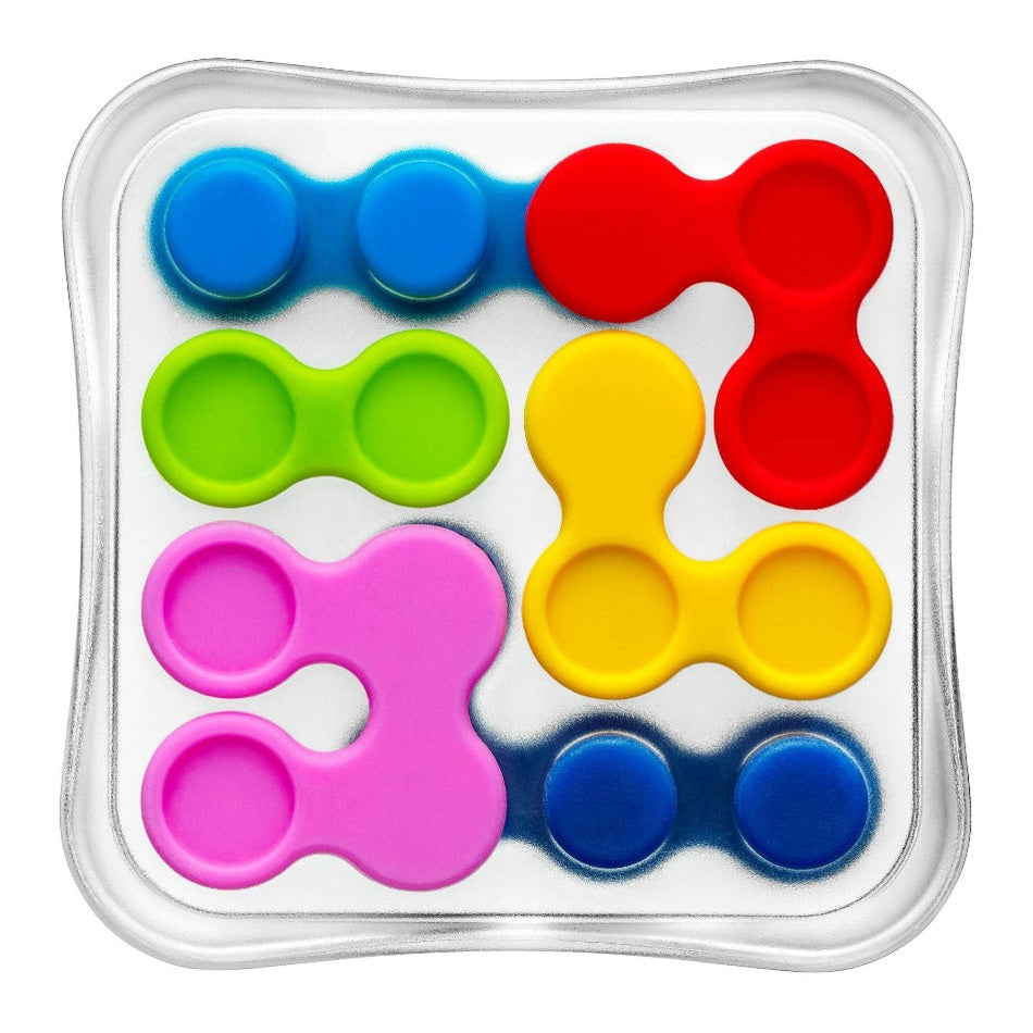 Smart Games Reverso puzzle toy with colorful interlocking pieces in blue, green, pink, yellow, red