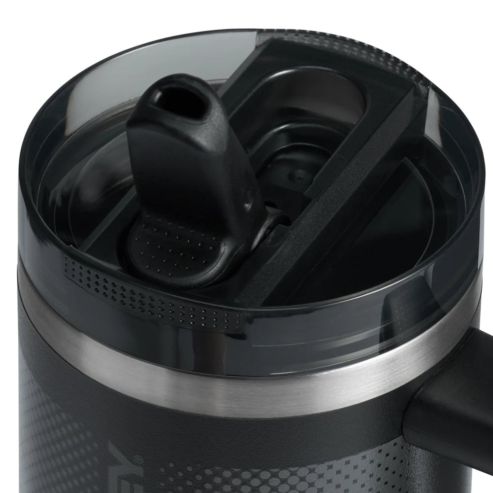 STANLEY The Quencher Protour Flip Straw Tumbler 14 oz in black, with the flip straw lid ready to sip.