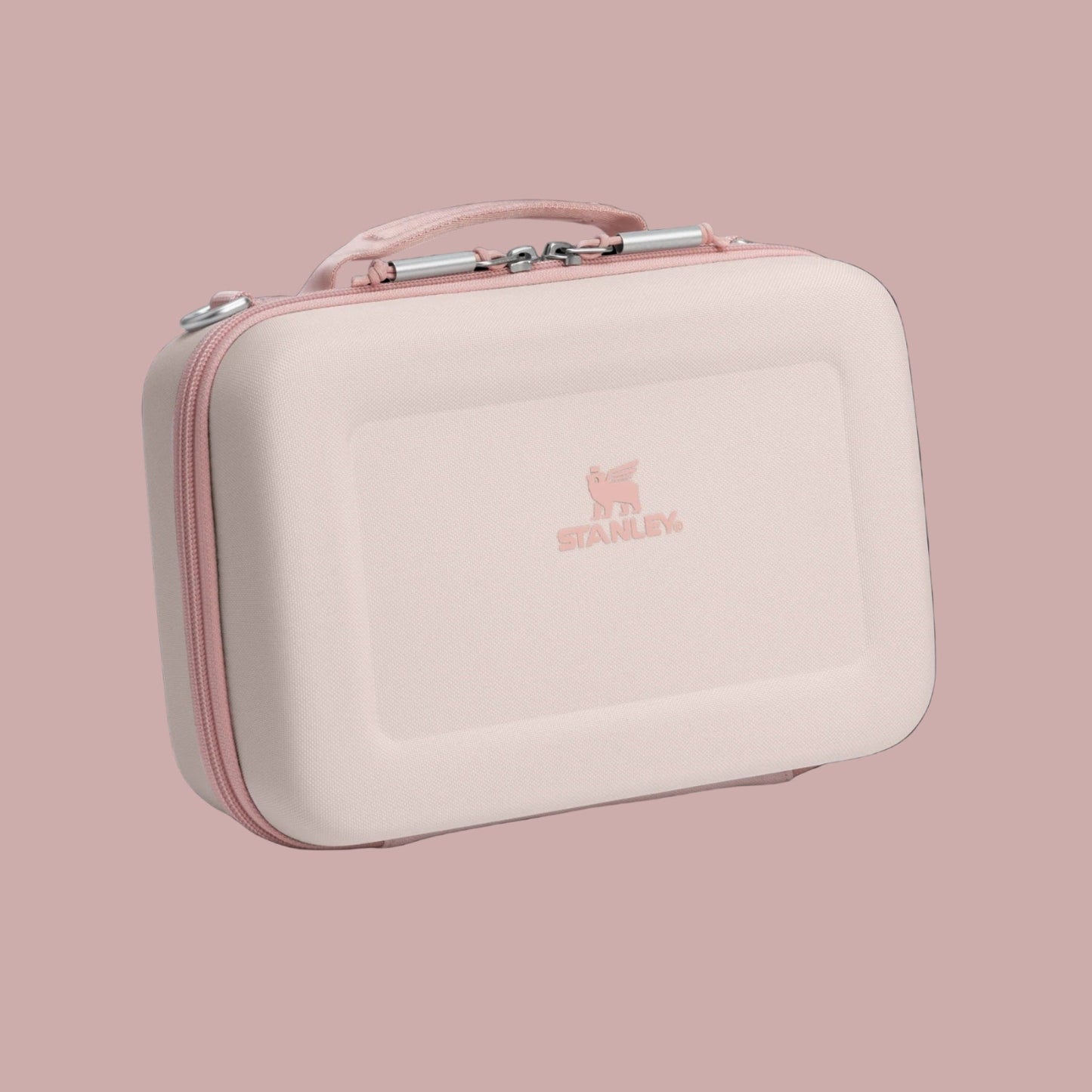 Stanley Allday Mini Lunchbox 4.2Qt in blush pink with dual zippers and top handle for easy carrying.