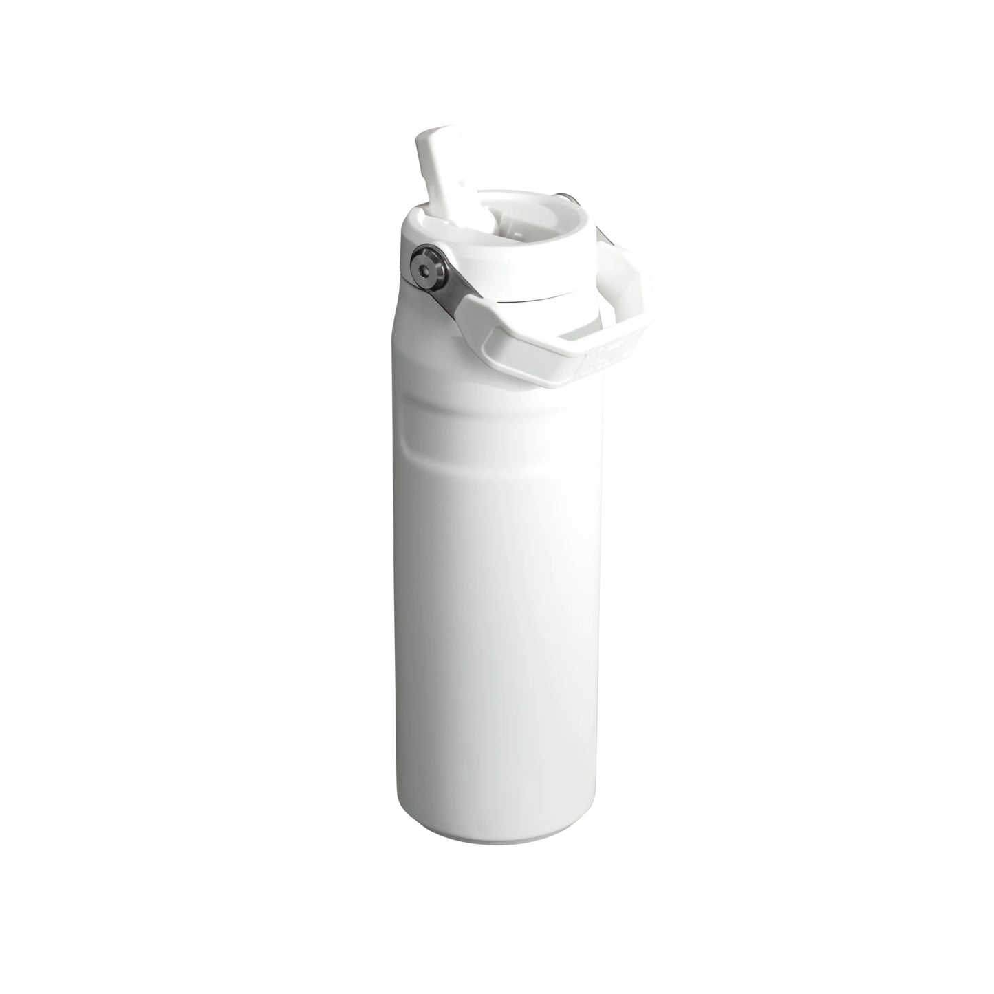STANLEY Iceflow Aerolight Flip Straw Vacuum Water Bottle 24oz, white with flip-top straw and carry handle.